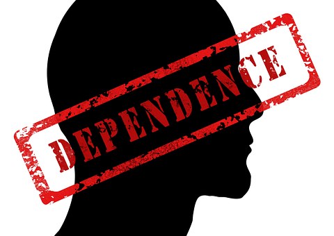 Addiction, Dependency, Man, Face, Stamp